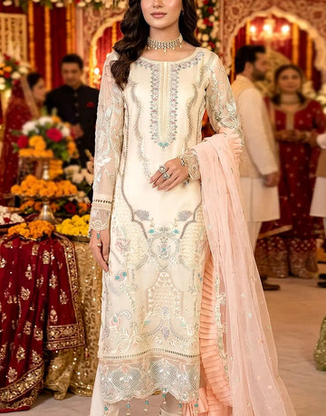 Handwork Heavy Embroidered Organza Formal Party Wear Dress for Girls