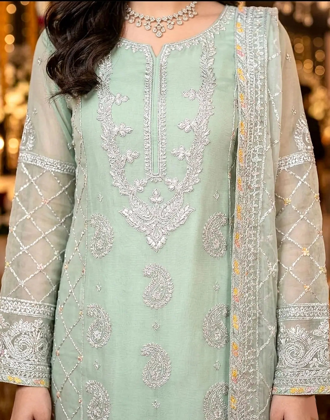 Formal Heavy Embroidered Organza Wedding Wear Dress Design 2026