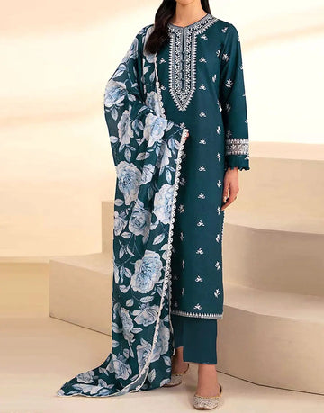 Stylish Embroidered Zinc Linen Dress for Winter Season