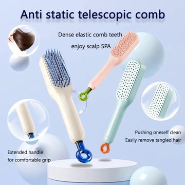 Self-Cleaning Anti-Static Magic Hair Brush & Detangling Comb