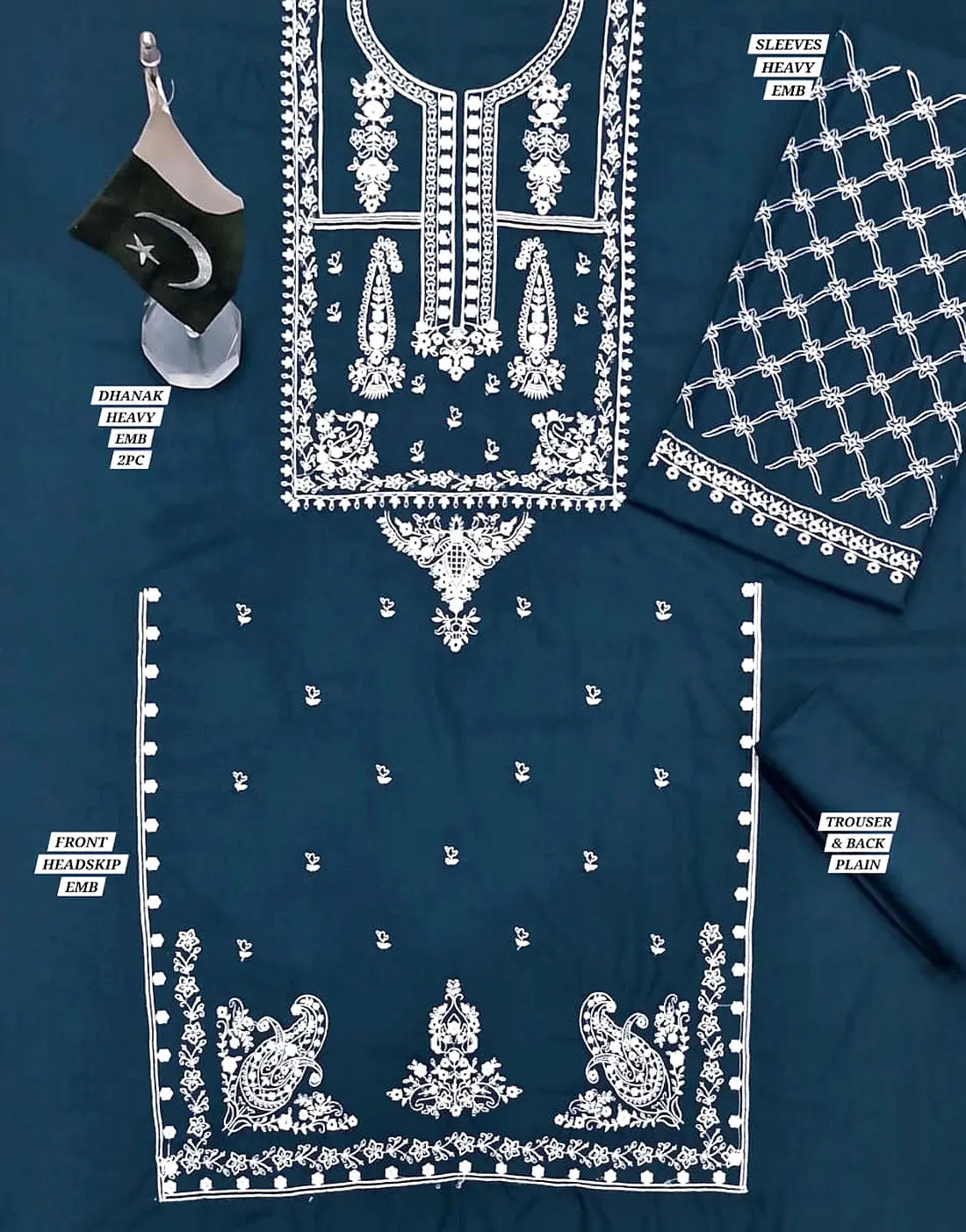 Stunning 2-Piece Embroidered Dhanak Dress for Daily Wear