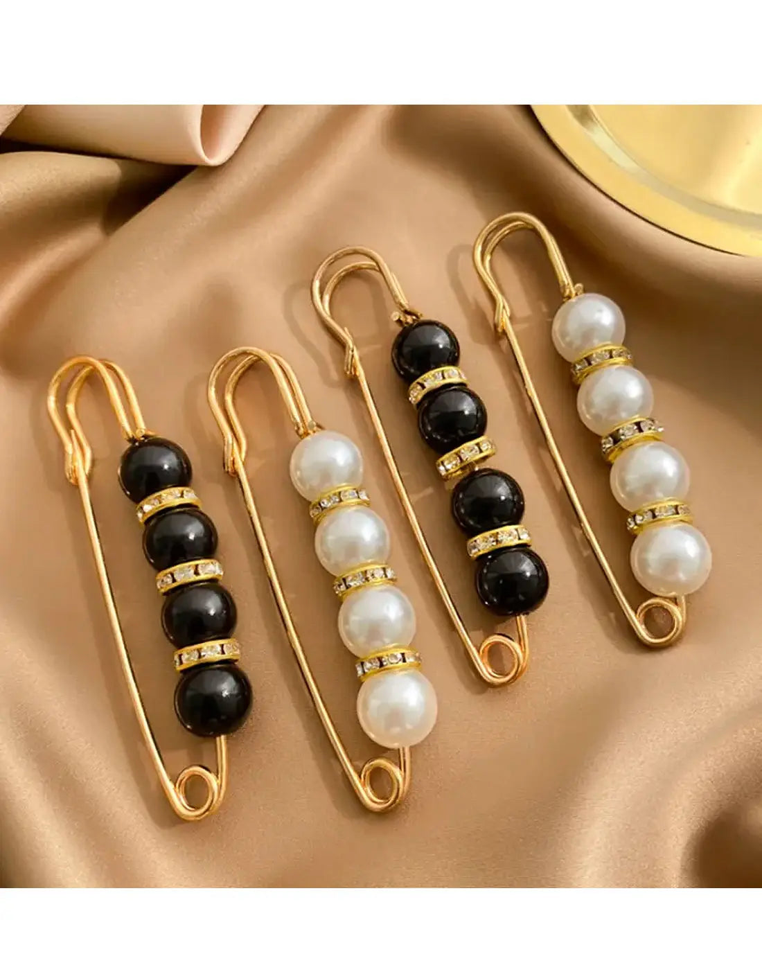 6‑Piece Pearl Safety Pin Brooch Set for Dresses, Hijabs, Scarves & Sweaters