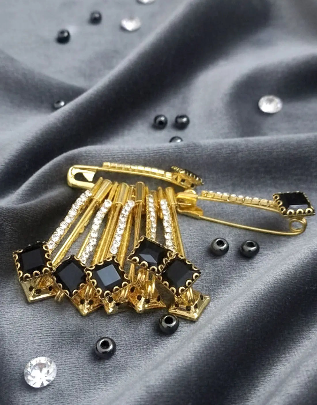 6‑Piece Golden Safety Pin Brooches for Dresses, Hijabs & Scarves