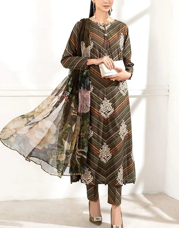 Embroidered EID Lawn Dress with 4-Side Emb. Chiffon Dupatta