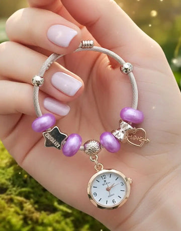 Stylish Beaded Charm Bracelet Watch for Girls - Perfect for EID & Ramadan Gift