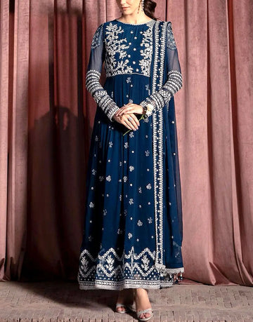 Graceful Embroidered Chiffon Wedding Wear Dress