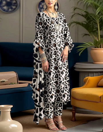IB Jhalak 3-Piece Digital Print Khaddar Dress with Khaddar Dupatta