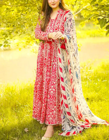 All-Over Digital Printed Lawn Dress with Chiffon Dupatta