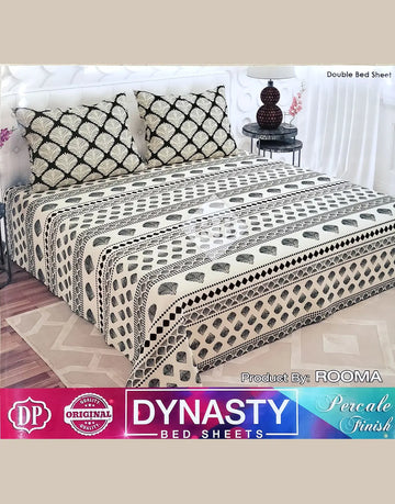 Dynasty 3-Piece Premium Cotton King Size Bedsheet with Pillow Covers