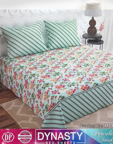 Dynasty 3-Piece Premium Cotton King Size Bedsheet with Pillow Covers