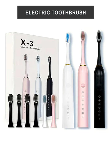 Rechargeable X-3 Sonic Electric Toothbrush with 4 Detachable Bristles