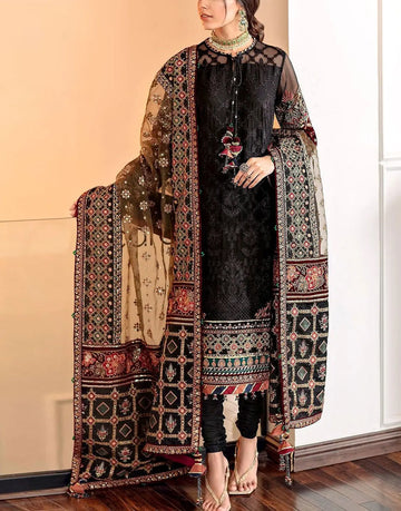 Fancy Embroidery Black Dhanak Dress for Winter Events