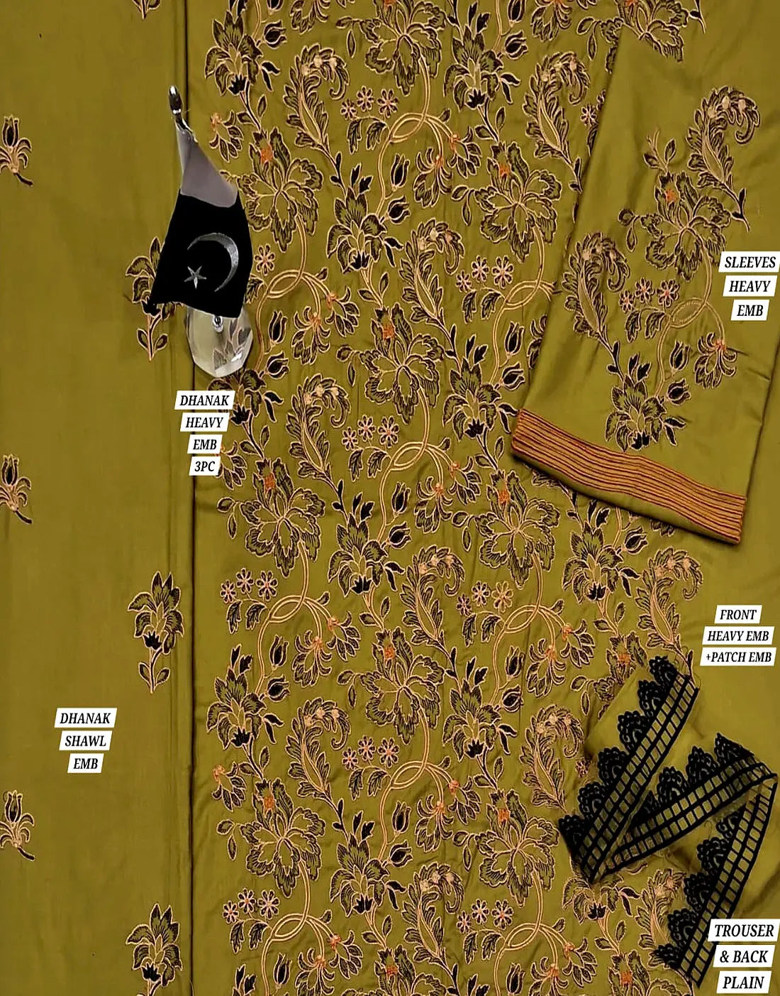 Premium Heavy Embroidered Dhanak Winter Dress with Dhanak Shawl
