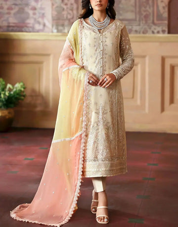 Classy Embroidered Ivory Chiffon Wedding Dress with Hand‑Embellishments