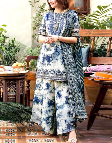 All-Over Digital Print Embroidered Karandi Dress for Women
