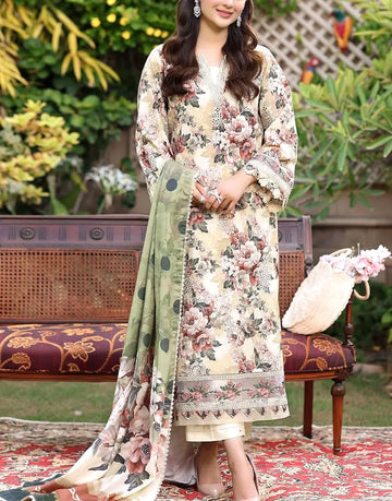 Luxury Schiffli Embroidered EID Lawn Dress with Emb. Chiffon Dupatta