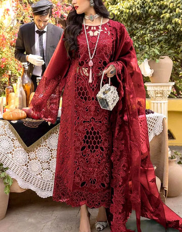 Luxury Embroidered with Elegant Cutwork Cotton Lawn Dress with Emb. Organza Dupatta