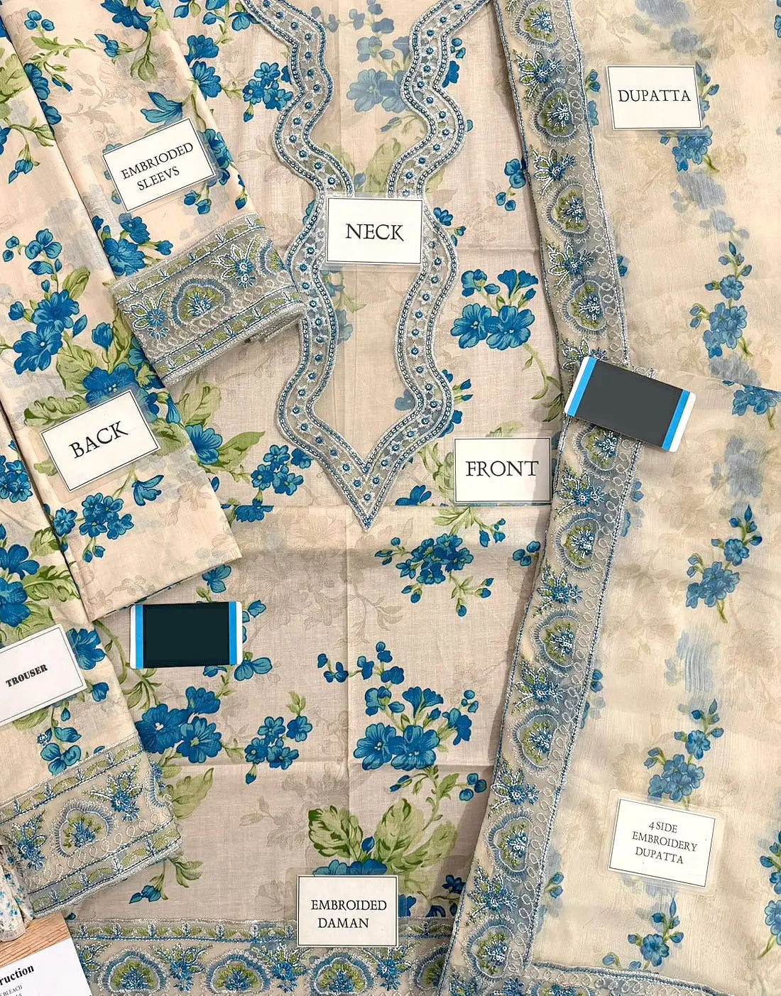 All-Over Print Embroidered EID Lawn Dress with Emb. Chiffon Dupatta