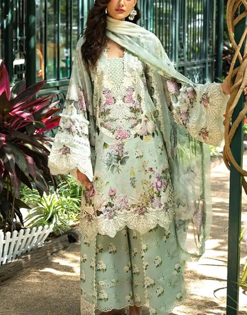 All-Over Print Embroidered Summer Lawn Dress with Emb. Chiffon Dupatta