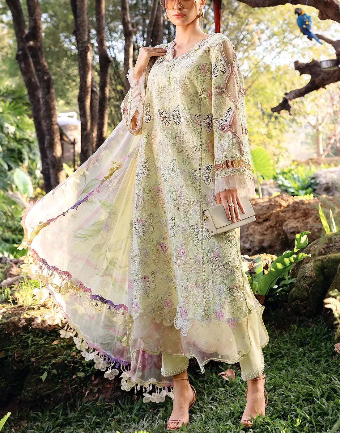 SALE — Luxury Schiffli Embroidered Butterfly Lawn Dress 2026 with Emb. Chiffon Dupatta