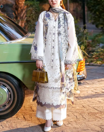 Heavy Schiffli Embroidered Lawn Dress with Digital Print Banadora Dupatta