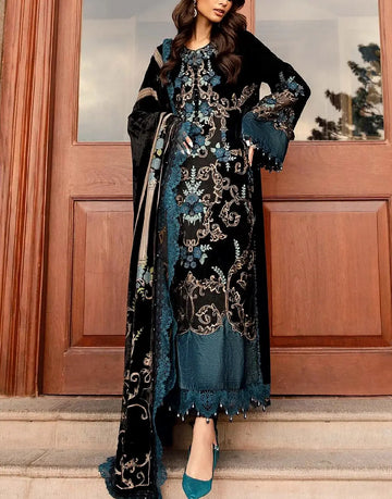 Glamorous Embroidered Velvet Bridal Dress with Heavy Velvet Shawl