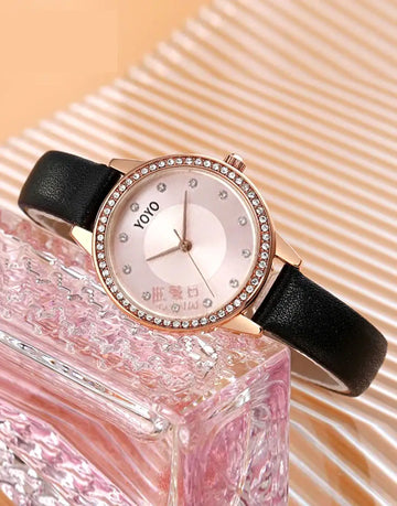 Decent Slim Leather Strap Fashion Watch for Girls