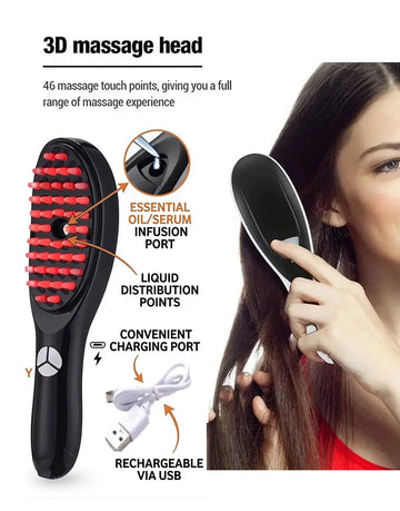 Rechargeable Hair Growth Brush with Steam & Vibration | Hair Therapy Brush
