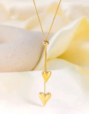 Minimalist Stainless Steel Heart Necklace with Up Down Chain