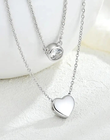 Silver Plated Stainless Steel Heart Shape Necklace for Girls