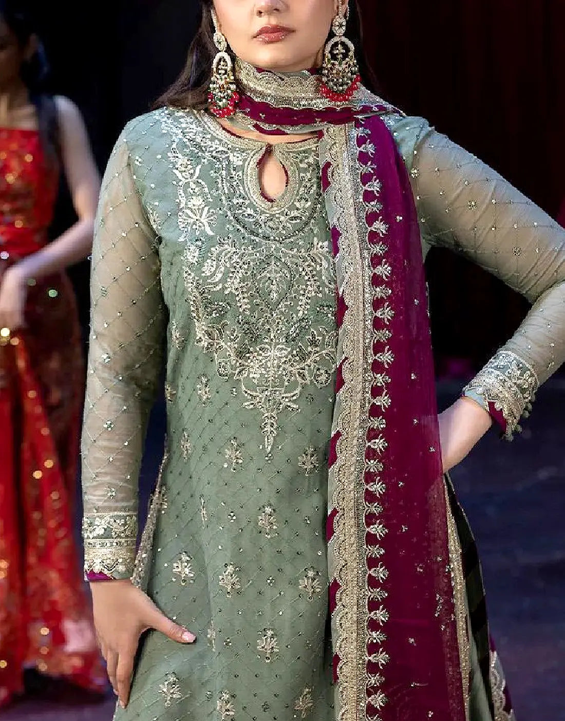 Premium Heavy Embroidered Chiffon Dress – Perfect for Wedding & Formal Events