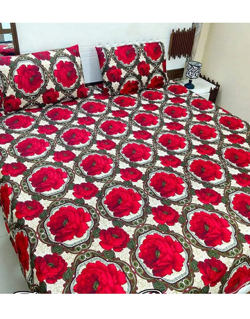 China Cotton King Size Bed Sheet Set with 2 Pillow Covers