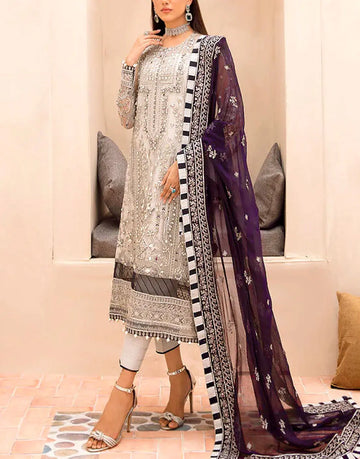 Stunning Handwork Embroidered Organza Party Wear Dress