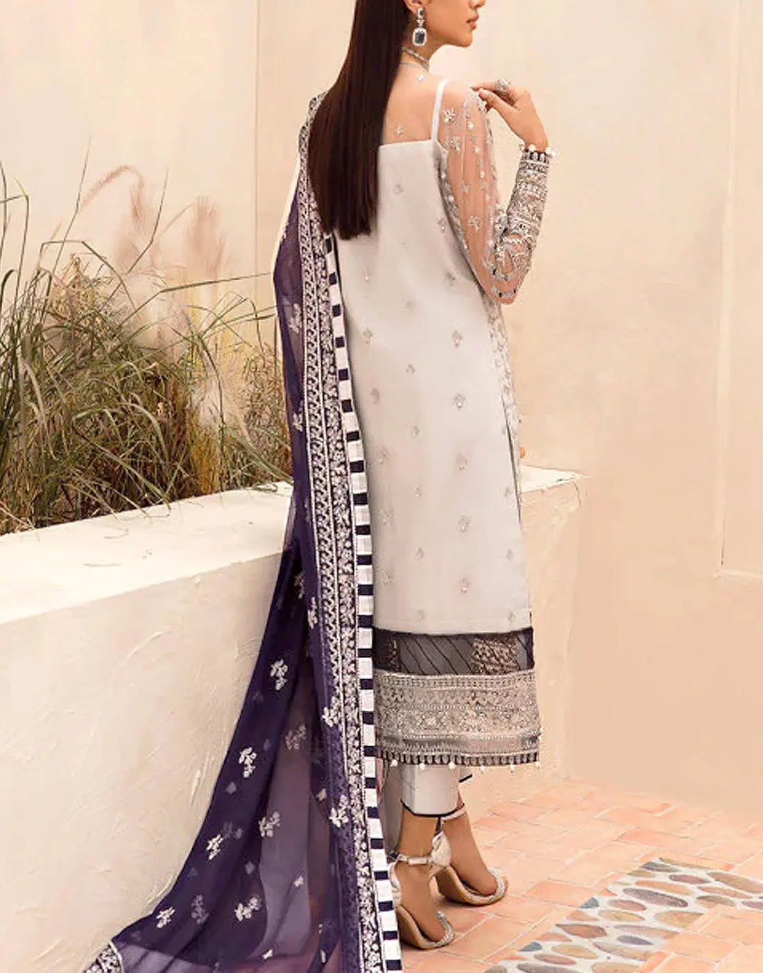 Stunning Handwork Embroidered Organza Party Wear Dress