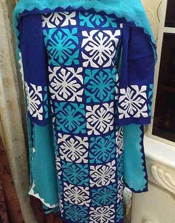 3-Pieces Sindhi Handicraft Aplic Work Cotton Lawn Suit