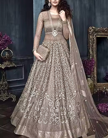 Indian Heavy Embroidered Net Bridal Maxi
