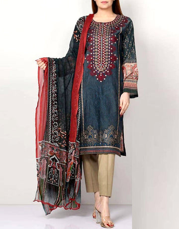 Embroidered Masoori Lawn Dress with Chiffon Dupatta
