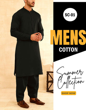 IB Swiss Fashion Soft Egyptian Cotton Unstitched Men's Shalwar Kameez