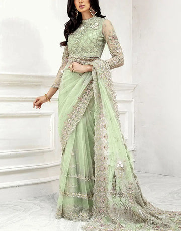 Heavy Embroidered Net Saree with Inner