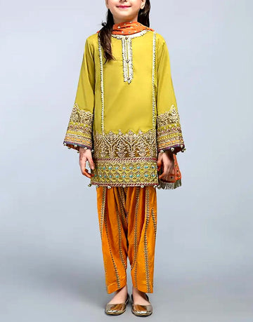 Kids 2-Pcs Embroidered Lawn Dress