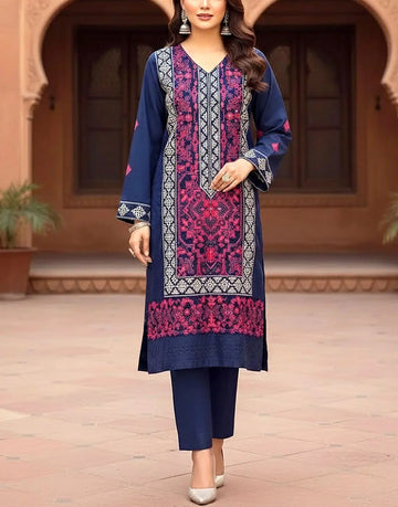 Adorable Full Front Embroidered 2-Piece Lawn Dress for Girls
