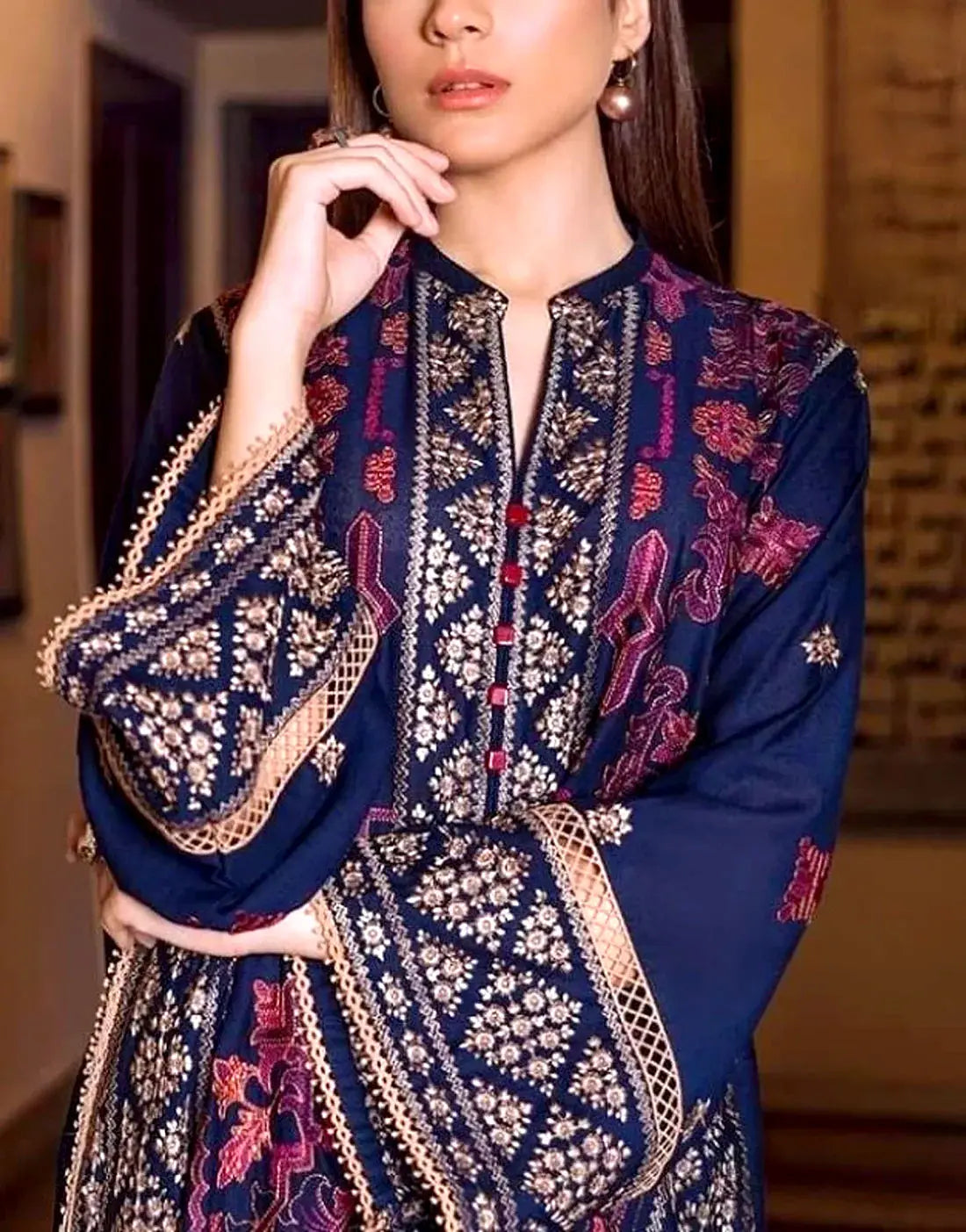 Adorable Full Front Embroidered 2-Piece Lawn Dress for Girls