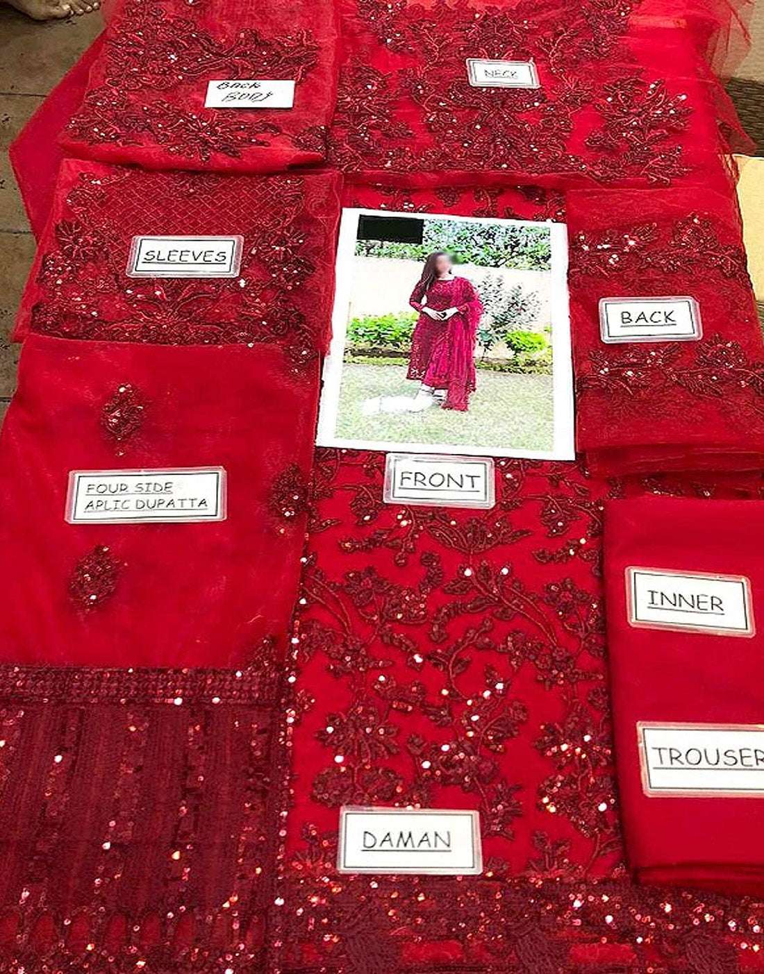 Luxury Embroidered Red Net Formal Dress