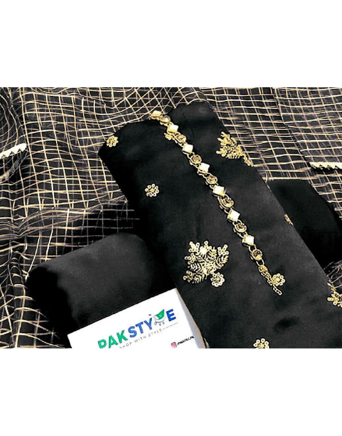 Fancy Embroidered Black Shamoz Silk Party Wear Dress with Shamoz Silk Trouser