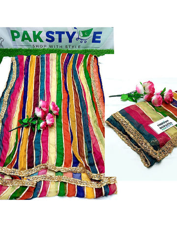 Ready to Wear Multicolor Chiffon Dupatta for Mayun & Mehndi Function