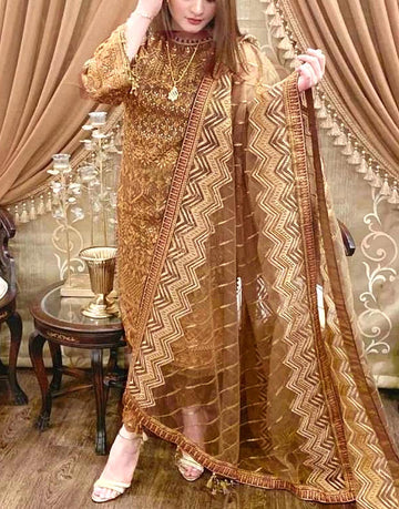 Heavy Embroidered Formal Chiffon Party Wear Dress