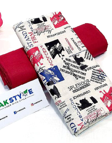 2-Piece Newspaper Print Cotton Lawn Dress