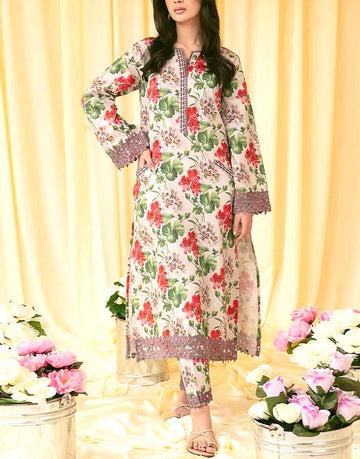 2-Piece Chunri Print Cotton Lawn Dress