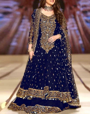 Mirror Work Heavy Dori Embroidered Net Maxi Dress