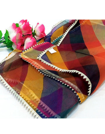 Multicolor Organza Dupatta for Mayun & Mehndi Function
